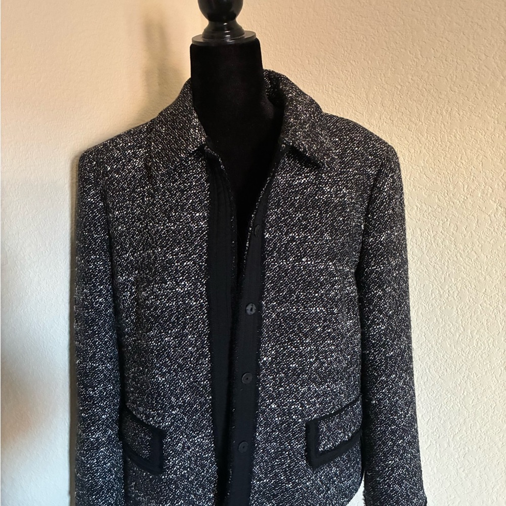 Lafayette 148 New York Black and White Textured Jacket